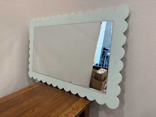 MODWAY Modern Soft Green Scalloped Border Wall Mirror