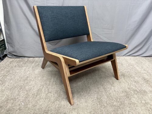 MCM Style Lounge Chair w/ Navy Blue Cushions