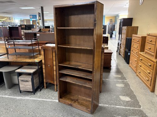 Dark Wood Rustic 6-Shelf Tall Bookcase