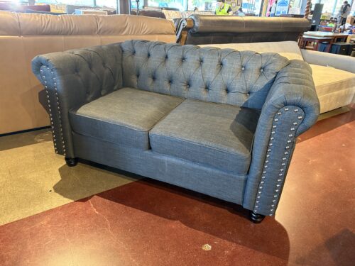 Charcoal Grey 59" Wide Chesterfield Loveseat