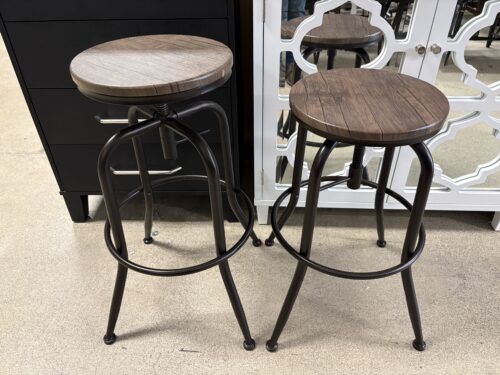 Industrial Swivel Stool w/ Dark Brown Base (Set of 2)