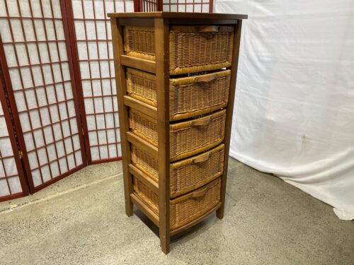 5-Drawer Woven Wicker Storage Tower