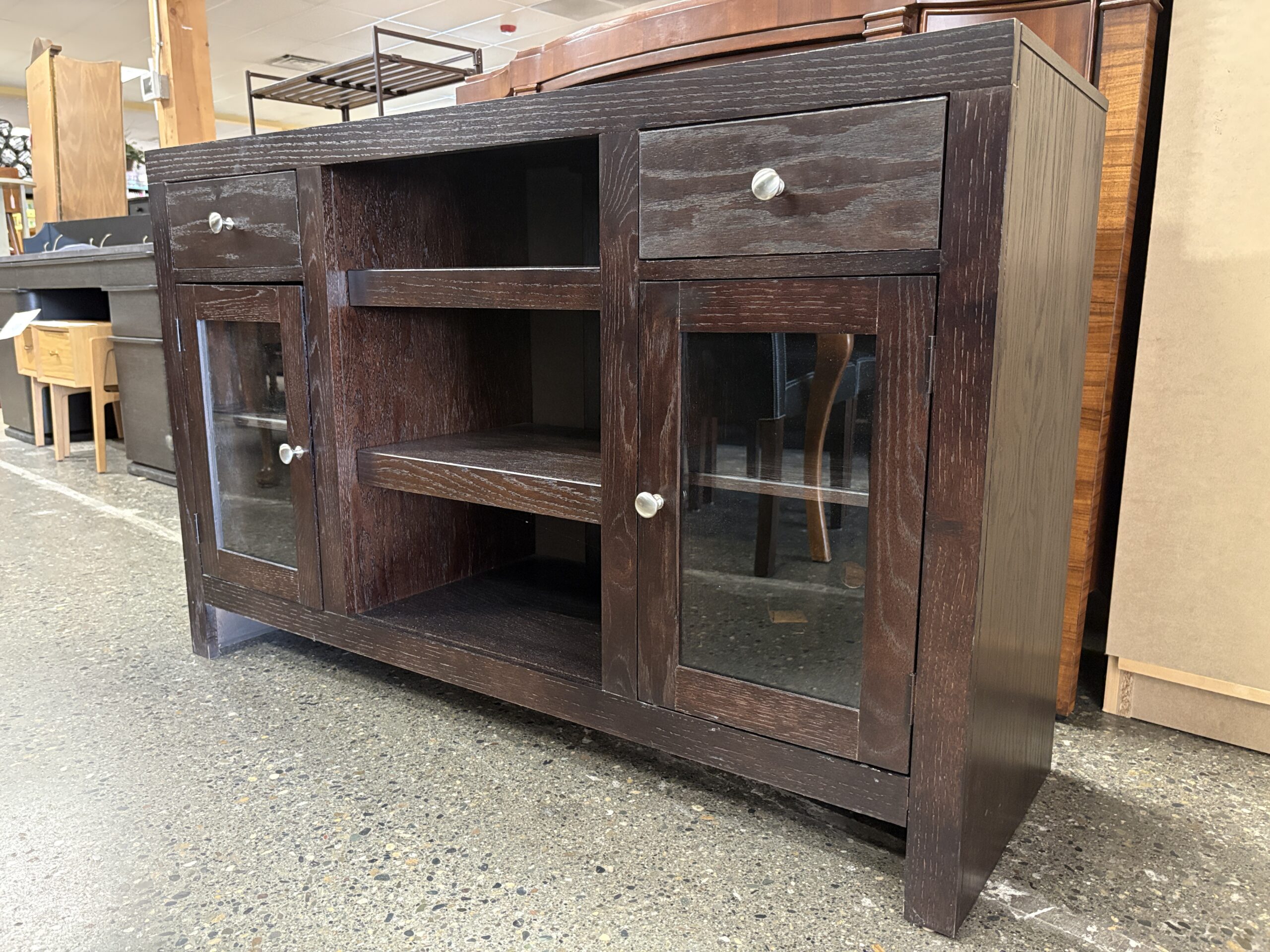 WALLEN Dark Wooden 2-Door TV Stand