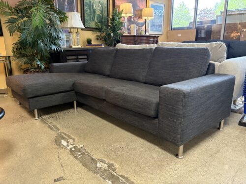 BOCONCEPT Dark Grey Track Arm Sectional w/ Chaise Lounger