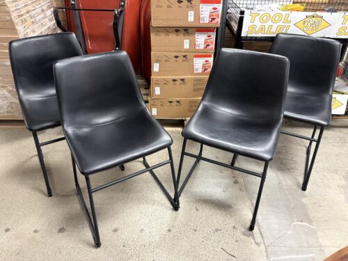 WALKER EDISON Black Upholstered Metal Base Dining Chair (Set of 4)