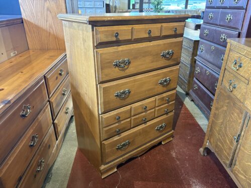Vintage 5-Drawer Tallboy Dresser with Batwing Pulls
