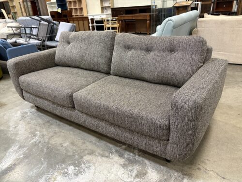 SOFAMASTER Modern Heathered Grey and Brown Track Arm Sofa with Curved Frame