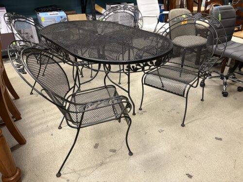 Floral Wrought Iron Outdoor Patio Table w/ 4 Chairs