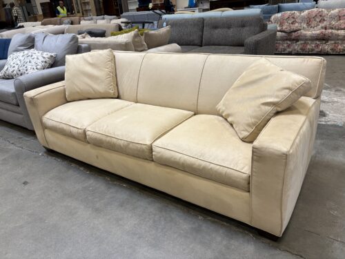 CRATE & BARREL Microsuede Square Arm 3 Seat Sofa in Sand
