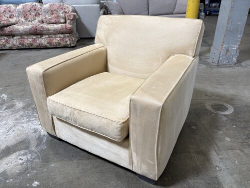 CRATE & BARREL Microsuede Square Arm Accent Chair in Sand