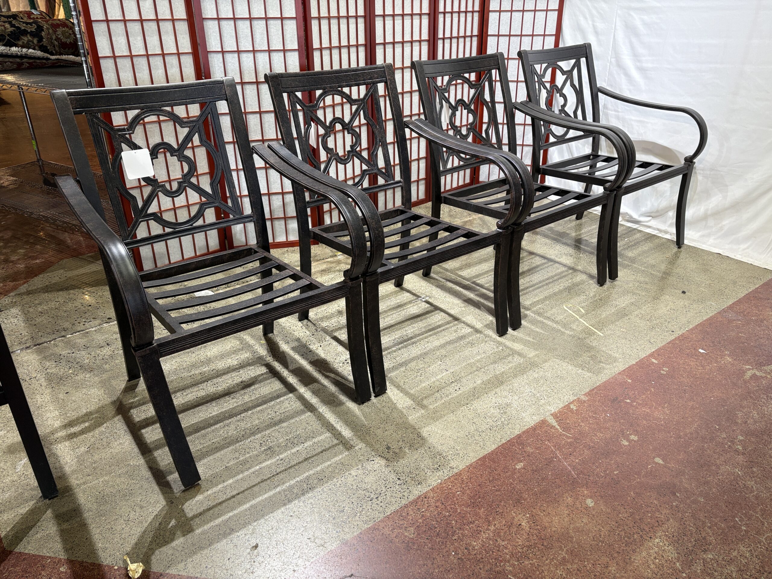 NEW! MACY’S St Croix Oyster Gray Outdoor Dining Chairs with Rust Proof Cast Aluminum Frame (Set of 4)