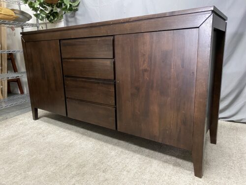 Solid Wood Dark 4-Drawer Sideboard