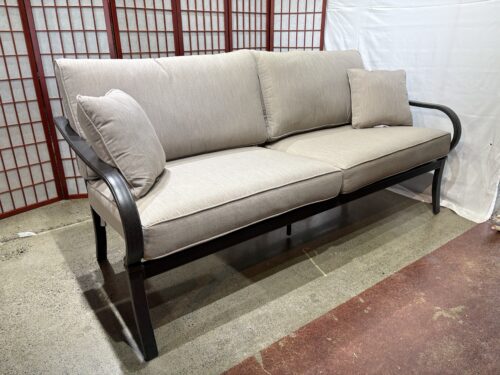 NEW! MACY'S St Croix Oyster Grey Outdoor Bench with Rust Proof Cast Aluminum Frame