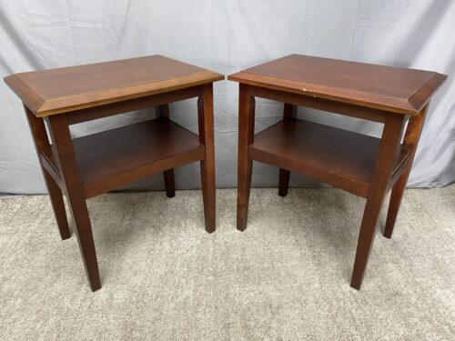 Classic Rectangular Wood 2-Tier Open Side Tables (Set of 2)