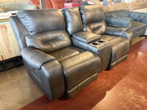 Black Modular Power Reclining Console Loveseat