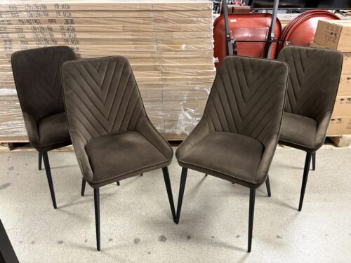Chocolate Velvet Chevron Back Dining Chair (Set of 4)