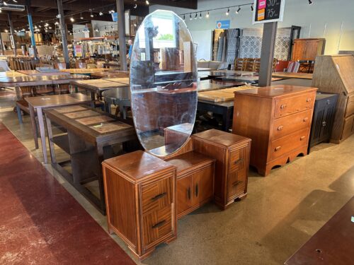 Vintage Art Deco Waterfall Vanity with Mirror