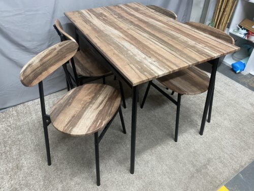 BAXTON STUDIO Rustic Rectangular Dining Set w/ 4 Rounded Chairs