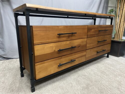 SCANDINAVIAN DESIGNS Karsten Rustic Live Edge Poplar Wood Double Dresser