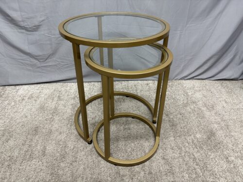 Round Gold Glass Top Nesting Table (Set of 2)