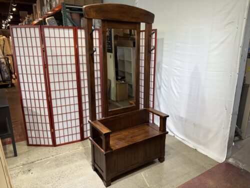 78" Inch 4-Hook Farmhouse Wooden Hall Tree in Chocolate Brown