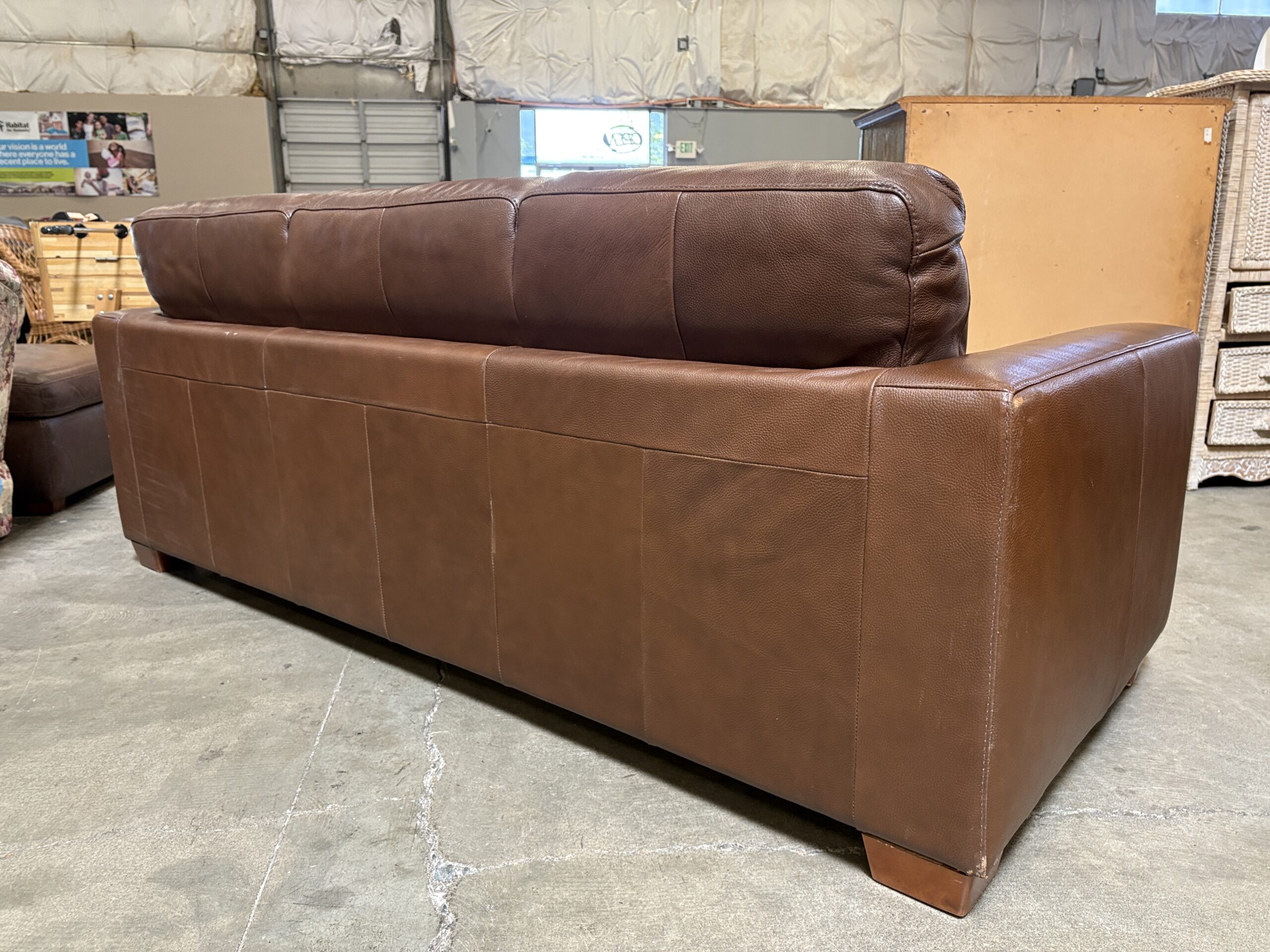 NATUZZI EDITIONS Chocolate Brown Leather 3 Seat King Sleeper Sofa