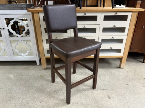 Chocolate Upholstered & Dark Wood Counter Stool