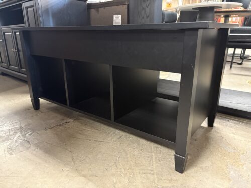 Black Wood Lift Top Coffee Table w/ 3 Storage Cubbies