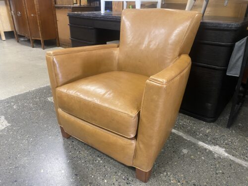 LEE INDUSTRIES Caramel Brown Leather Club Chair