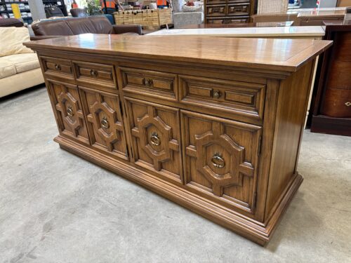 THOMASVILLE Wooden 2 Drawer Buffet with Paneled Door Fronts and Decorative Brass Pulls