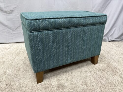 Blue & Green Chevron Fabric Storage Ottoman