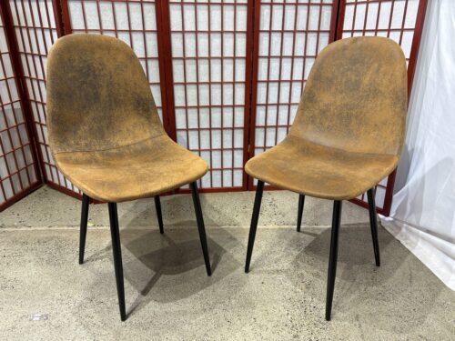 MCM Style Distressed Brown Dining Chair