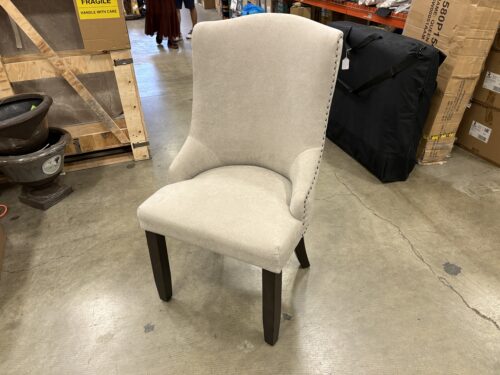 ASHLEY FURNITURE Soft Grey High Back Dining Chair with Nailhead Trim