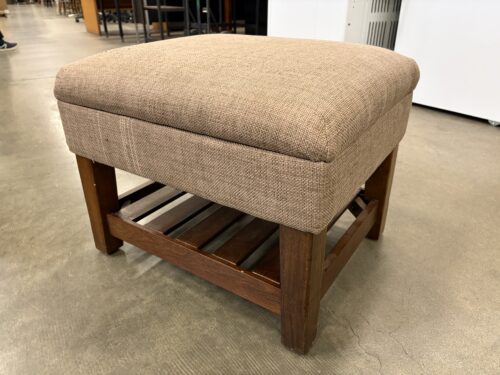 Heathered Light Brown Storage Ottoman with Dark Finished Wooden Base