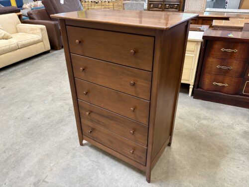 NADEAU Dark Finished Maple 5 Drawer Chest Style Dresser with Wooden Pulls