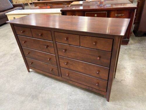 NADEAU Dark Finished Maple 8 Drawer Lowboy Dresser with Wooden Pulls