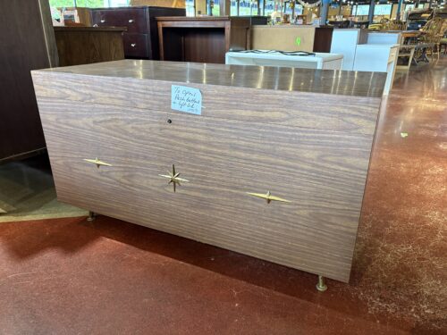 Vintage Mid-Century Modern Cedar Chest with Brass Starburst Detail