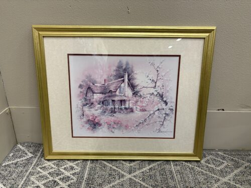 Vintage Framed Pastel Scenic Art Print