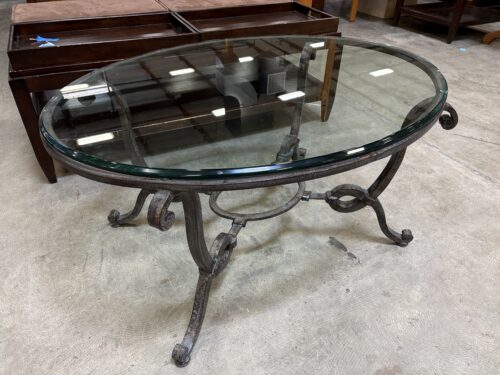 Wrought Iron Base Coffee Table with Glass Top
