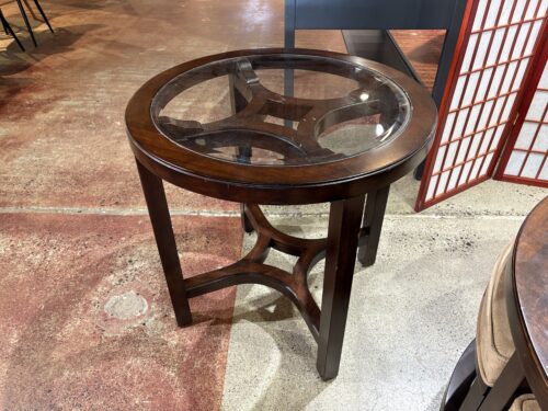 Round End Table in Mink Brown