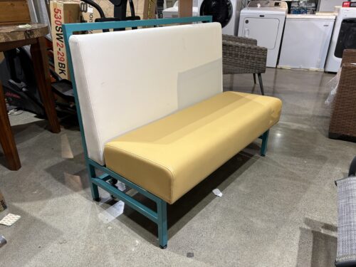 2-Seater Tip and Roll Bench with a Teal Metal Frame