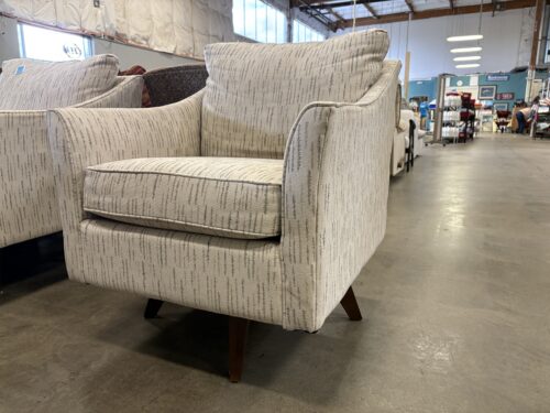 LA-Z-BOY Ivory Pattern Upholstered Swivel Accent Chair
