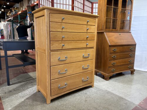 BLACKHAWK FURNITURE Solid Oak Five Drawer Tallboy Dresser