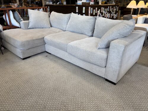 JONATHAN LOUIS Sandy Grey Modern Square Arm Sectional w/ Chaise Lounger