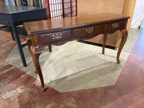 Queen Anne Style Three Drawer Console Table