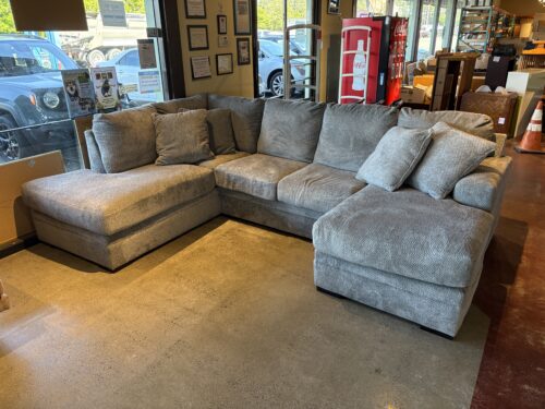 Plush Grey Sectional Sofa with Double Chaise