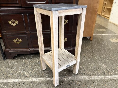 SMITH & HAWKEN Stone Top Whitewashed Plant Stand