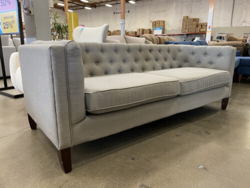 Light Grey Button Tufted Sofa