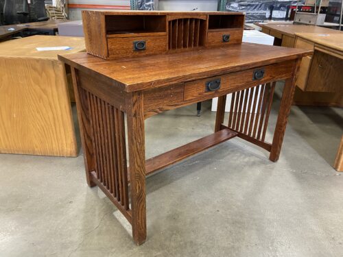 Mission Style Wooden Desk with Removable Mail Organizer Cabinet