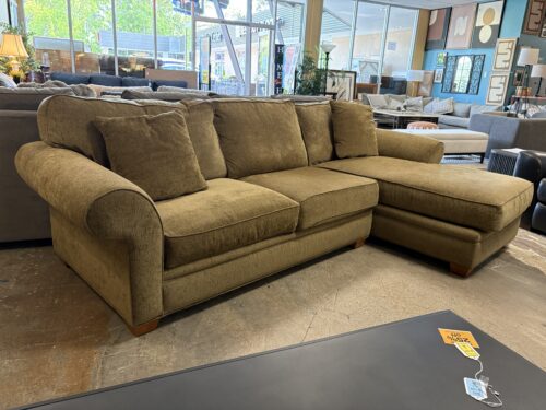 Olive Green 3-Seat Right Arm Chaise Sectional Sofa